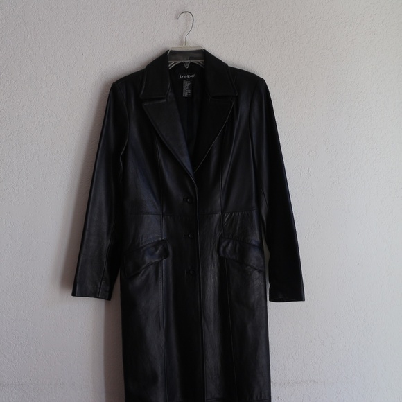 Bebe ankle length black leather coat - Picture 3 of 15